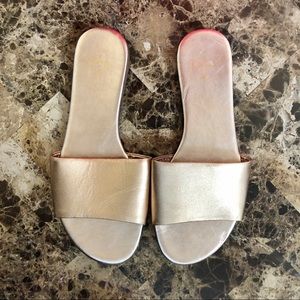NEW Lulu’s Rose Gold Nappa Leather Slide Sandals 8